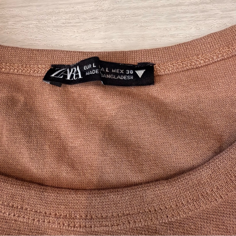 Zara Dusty Pink Cropped Tee Size Large - Picture 3 of 3